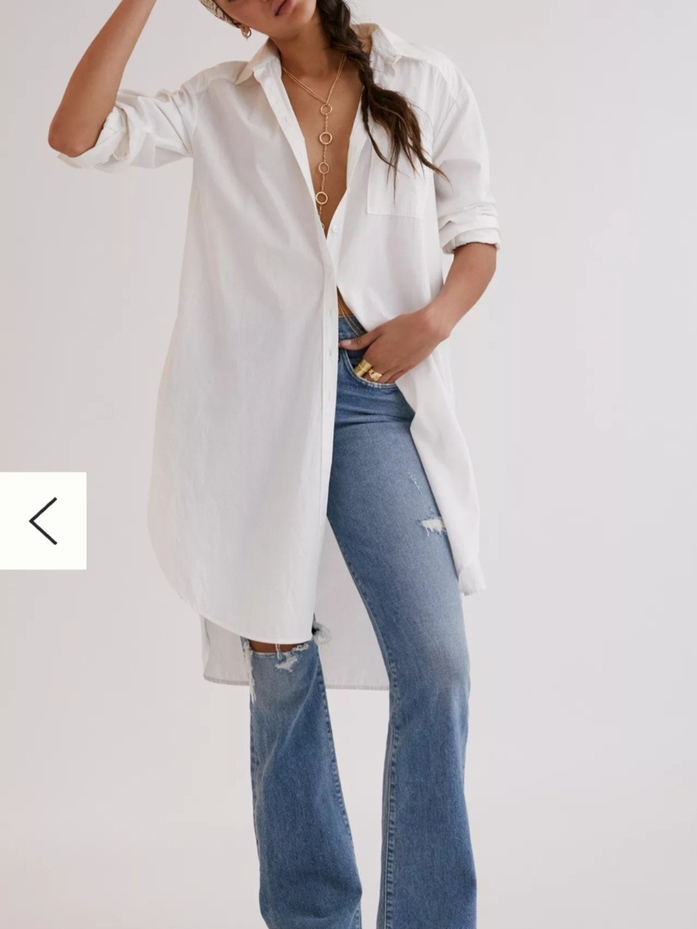 Maeve NWT White Longline Tunic Button-Up